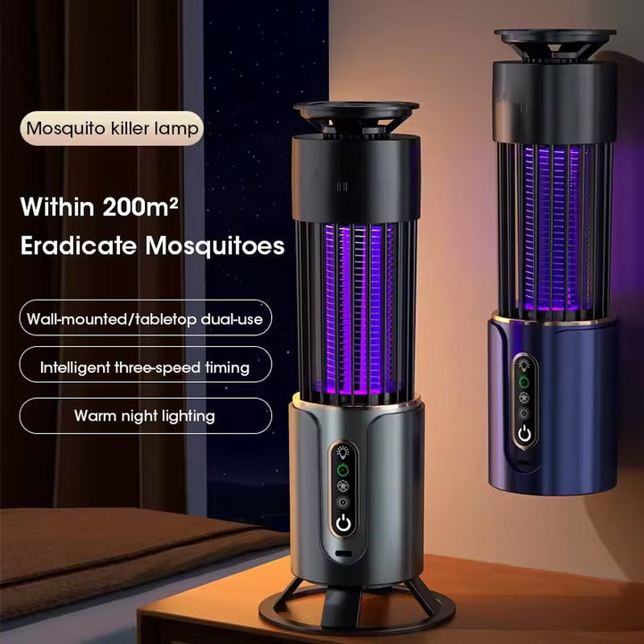 Chemical-free UV light insect trap for home, featuring an electric grid and a subtle night light function.