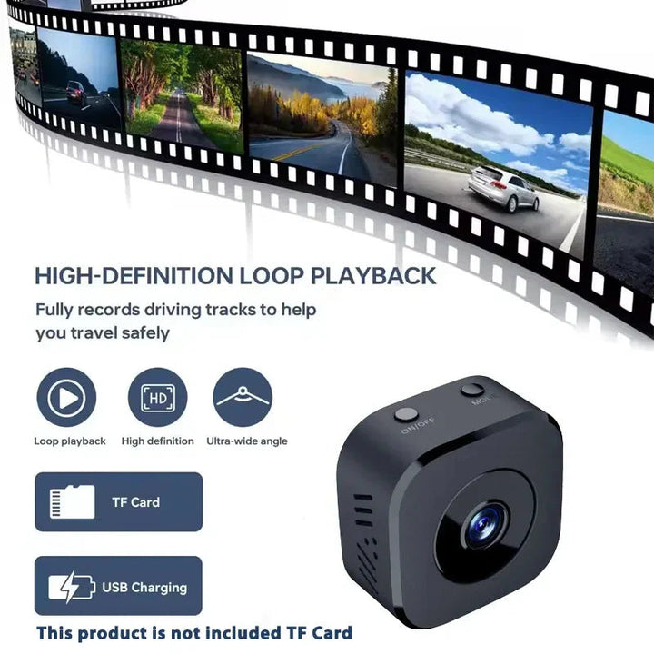 Mini 1080p HD camera with night vision, perfect for remote monitoring & home security.