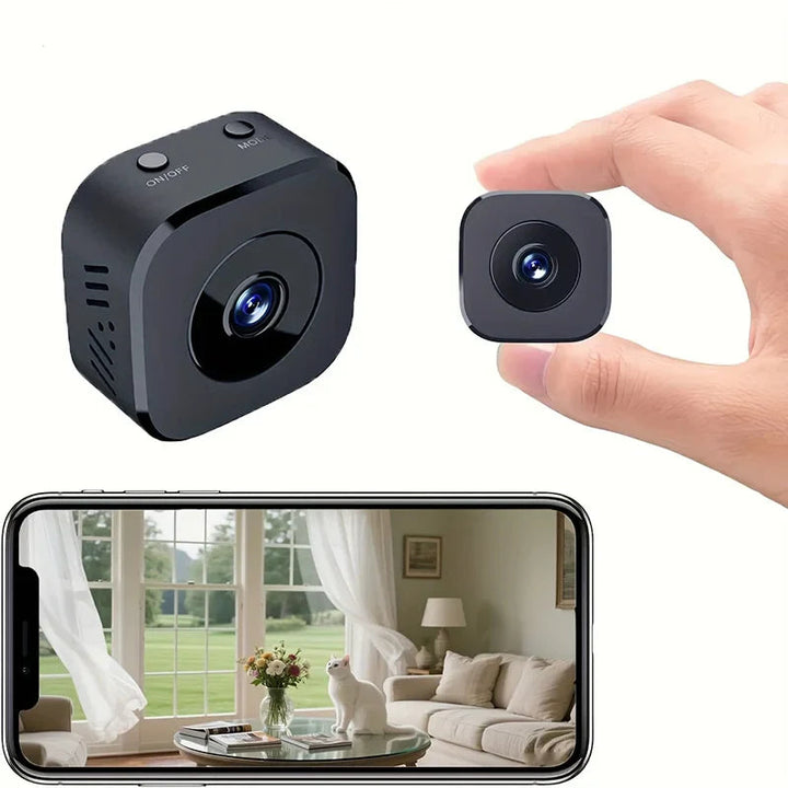 1080p HD wireless mini camera for discreet indoor security and nursery monitoring.