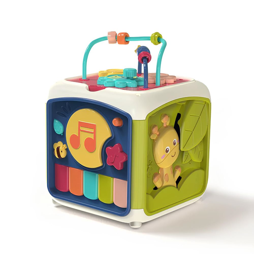Educational baby musical activity keyboard & drum toy. Toddler learning, sensory discovery, fine motor skills.