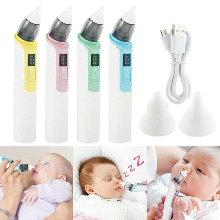 Portable & rechargeable electric nasal aspirator for babies. Quiet operation for gentle infant congestion relief.