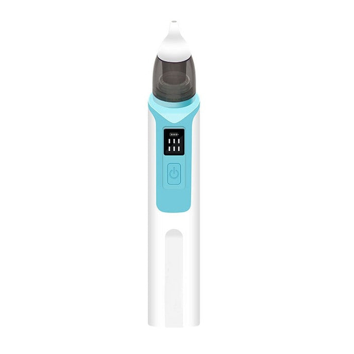 Compact electric nasal aspirator kit for infants. Features gentle suction tips, rechargeable design for baby care.