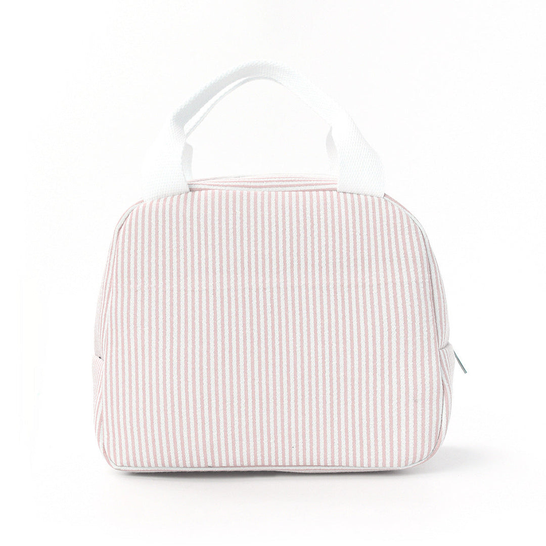 Spacious insulated lunch container for organized food storage, featuring a comfortable carry handle.
