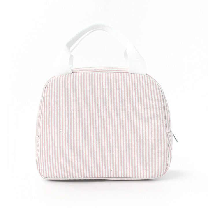 Spacious insulated lunch container for organized food storage, featuring a comfortable carry handle.