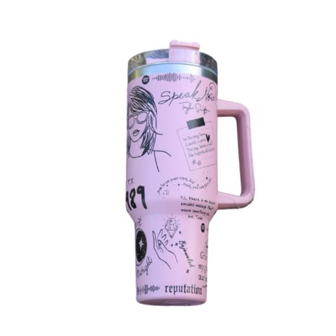 Slim design insulated tumbler, stainless steel. Fits cup holders, ideal for travel convenience.