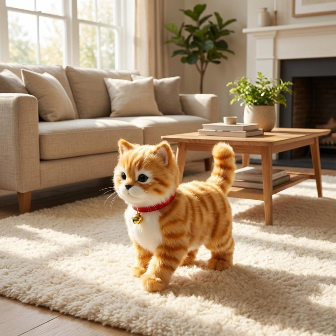 Interactive plush cat toy for children, featuring realistic movements and soft, cuddly fur.
