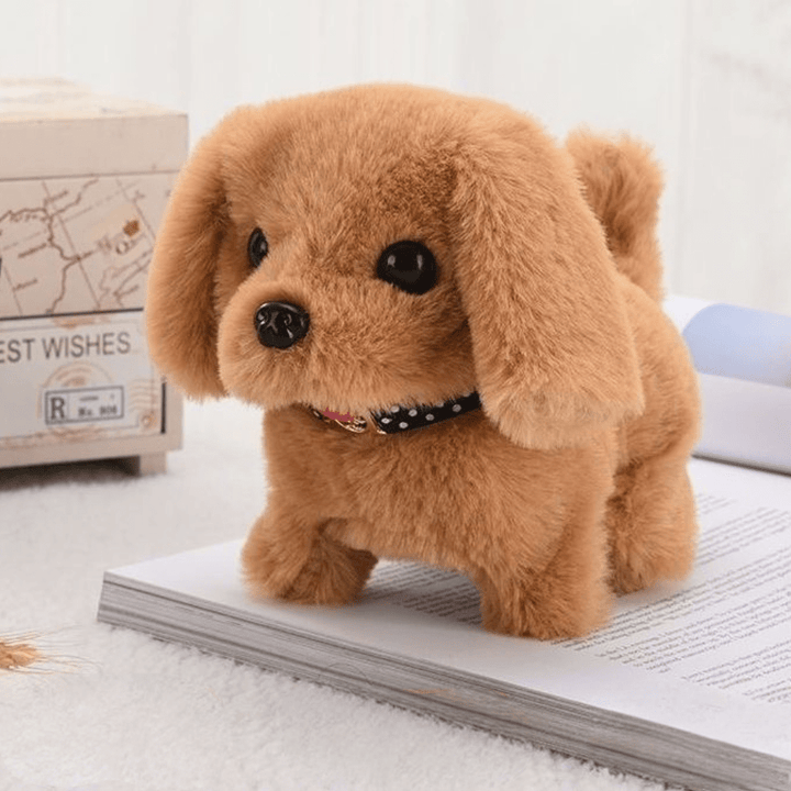 Plush robot puppy pet toy for kids, an interactive electronic dog with lifelike movements.