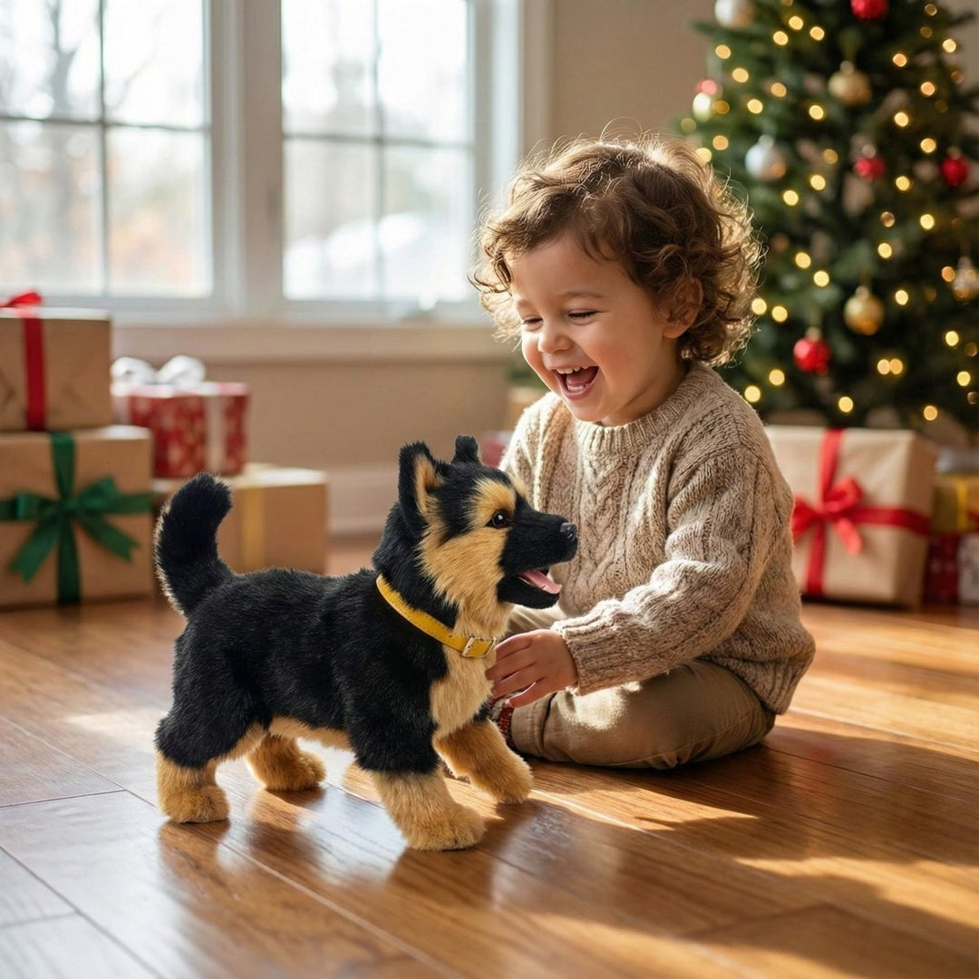 Interactive robot puppy with realistic movements, perfect for playful fun and a great kids gift.