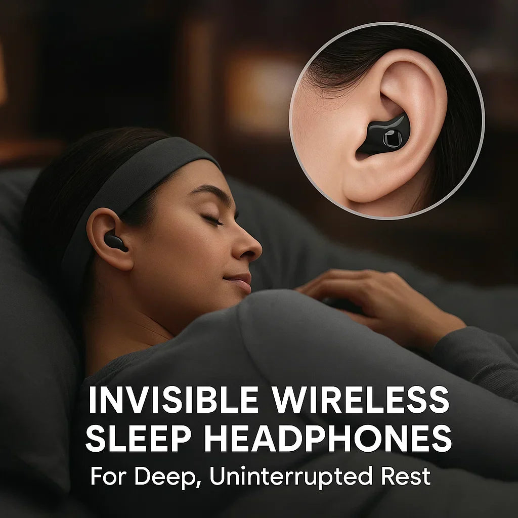 Travel-friendly wireless sleep earbuds, compact and noise-cancelling for undisturbed journeys.