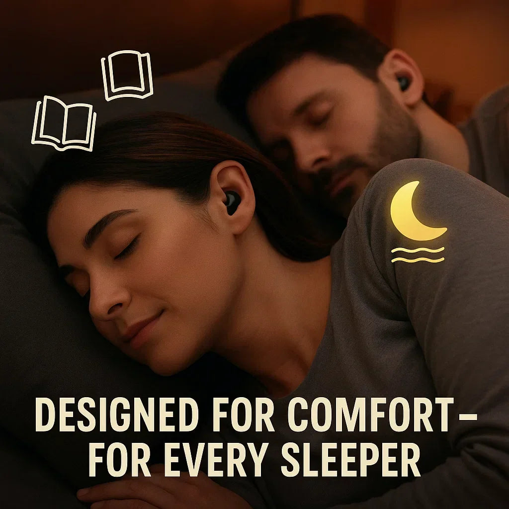Invisible Bluetooth earphones for sleep, comfortable and secure for any sleeping position.