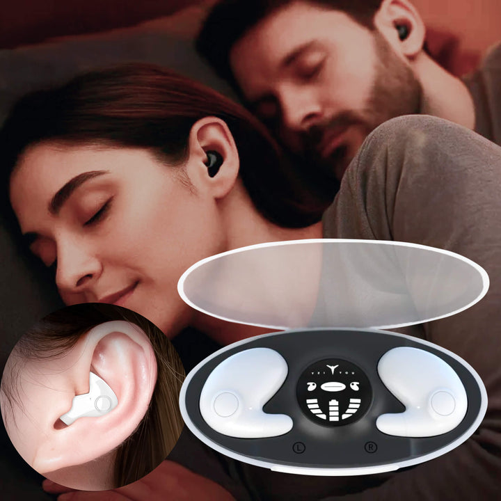 Comfortable invisible headphones, designed for side sleepers, blocks out noise.