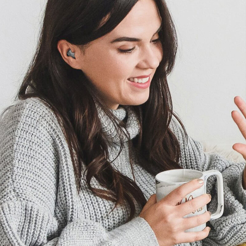 Wireless comfort earbuds for sleep, gym, or travel; waterproof, long-lasting battery, discreet design.
