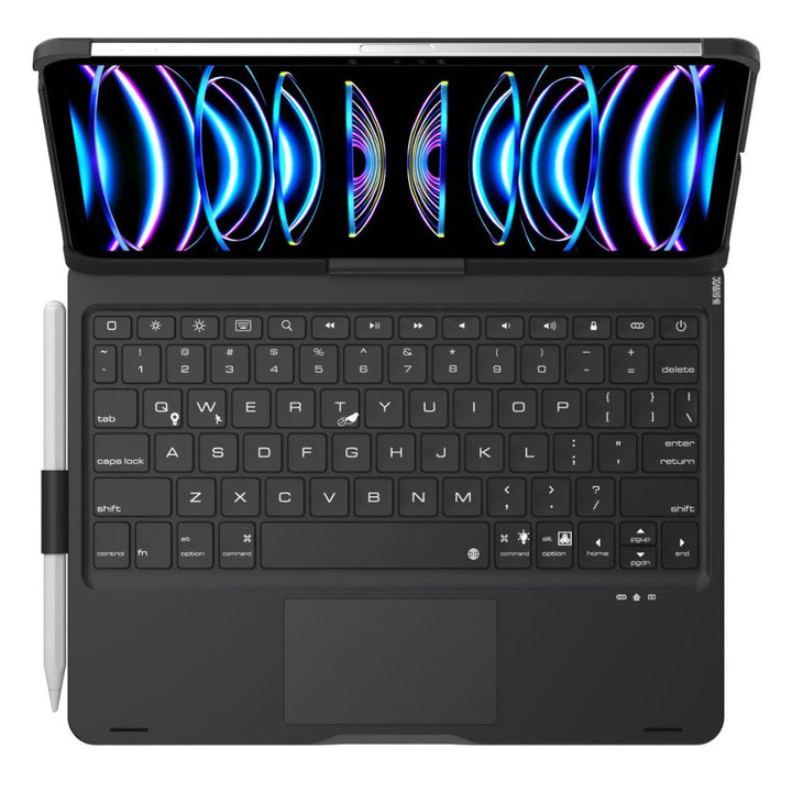 Experience a laptop feel with this iPad keyboard case, featuring backlit keys & a large trackpad.