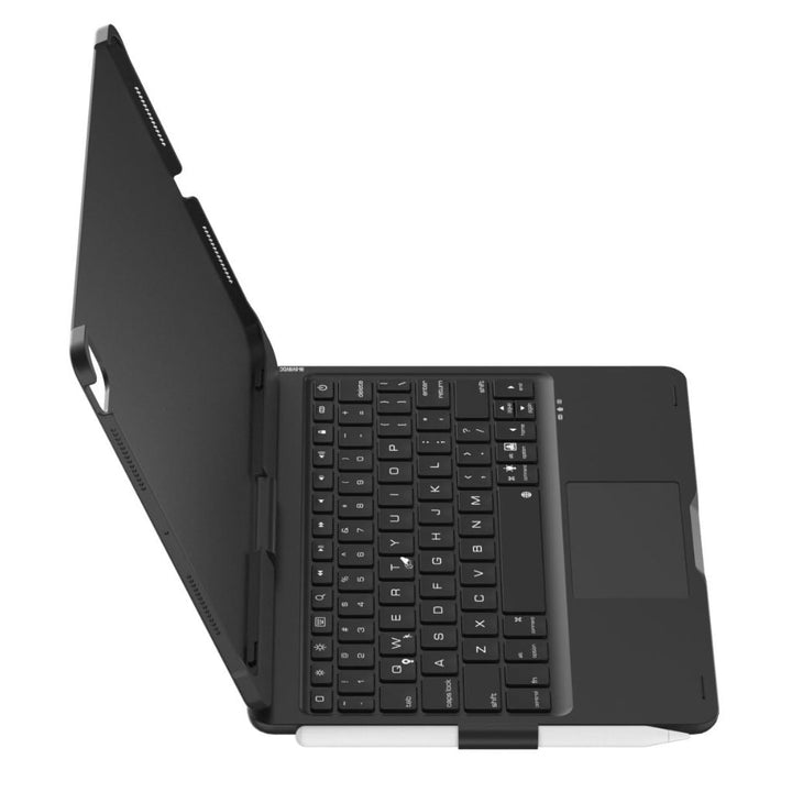 Stylish iPad keyboard case with illuminated backlit keys and a smooth, responsive trackpad.