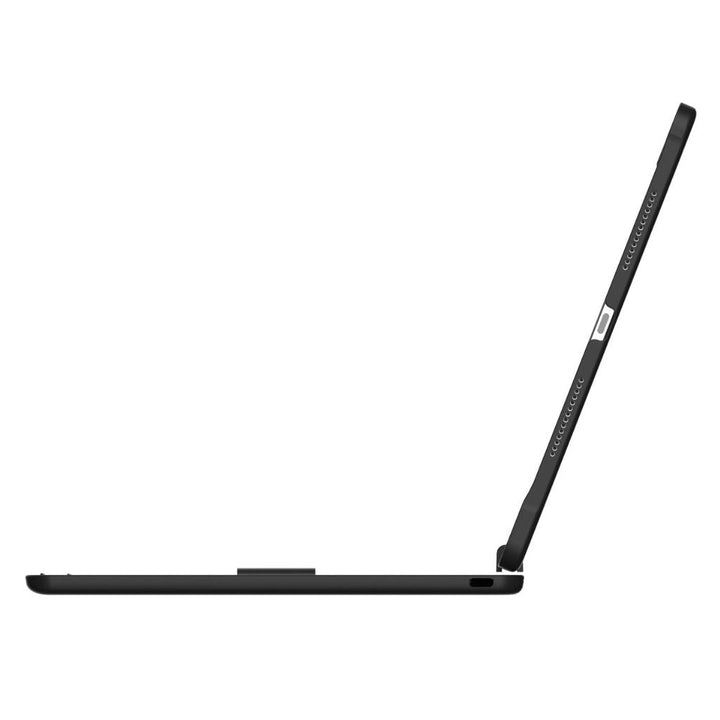 On-the-go workstation: iPad keyboard case with backlit keys, precision trackpad, and defense.