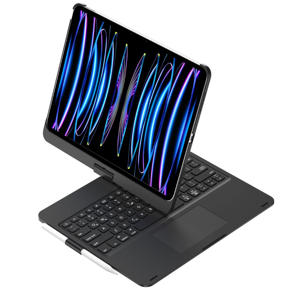 Tech-savvy iPad keyboard case with customizable backlit keys & an ultra-responsive trackpad.