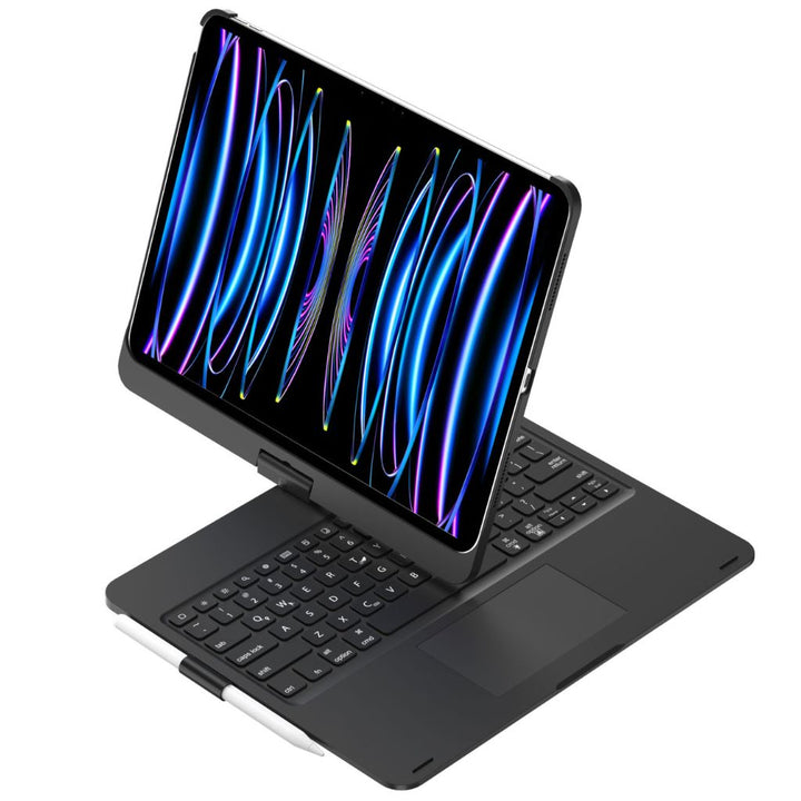 Tech-savvy iPad keyboard case with customizable backlit keys & an ultra-responsive trackpad.