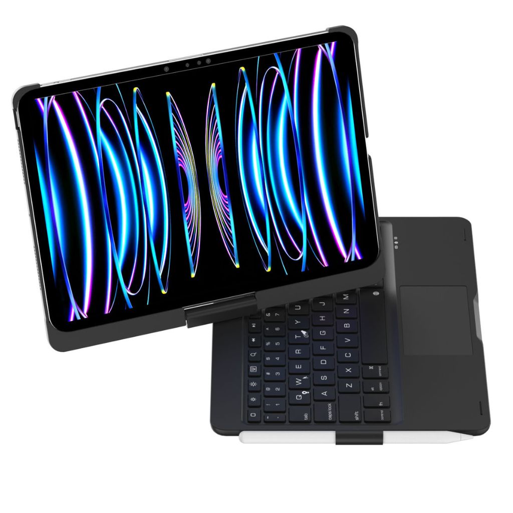 Protective iPad keyboard case with vibrant backlit keys and a smooth, accurate trackpad.