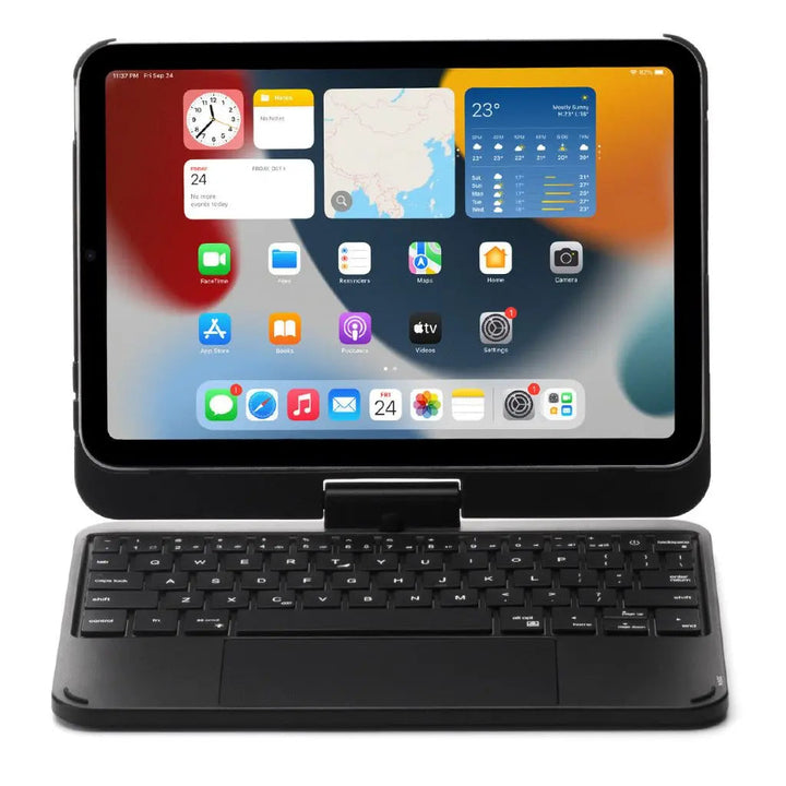 Type and navigate with ease: iPad keyboard case, backlit keys, & precision trackpad.