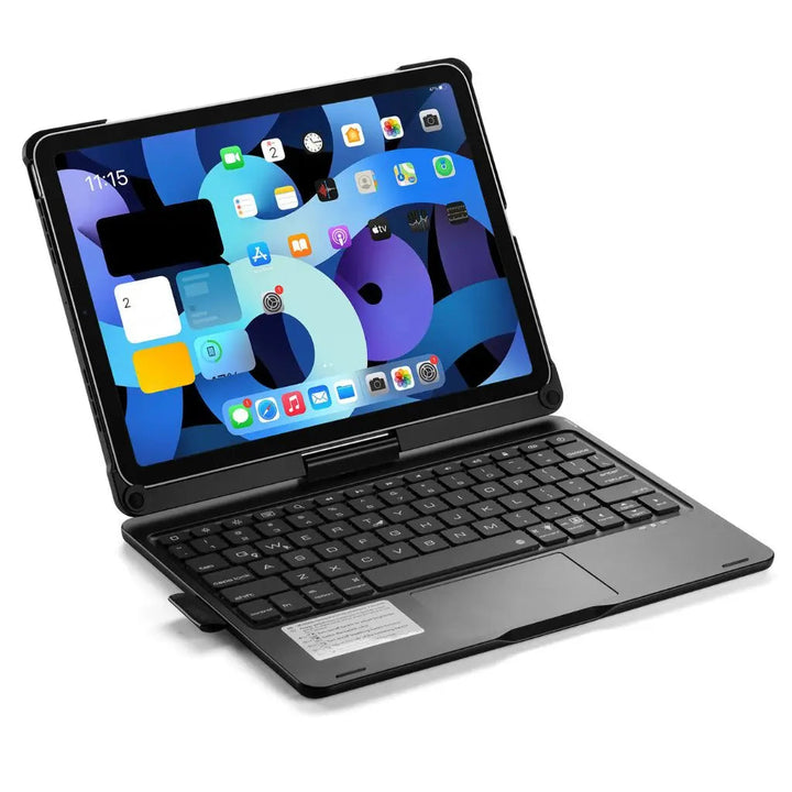 Secure iPad case with integrated backlit keyboard & a highly accurate precision trackpad.