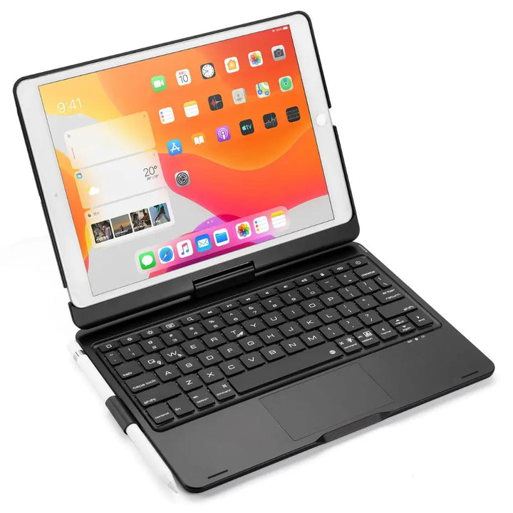 Perfect iPad companion: keyboard case with vibrant backlit keys & a precise trackpad.