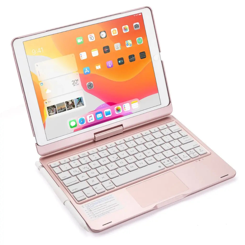 Elevate your iPad usage with this backlit keyboard case, featuring a precision trackpad.