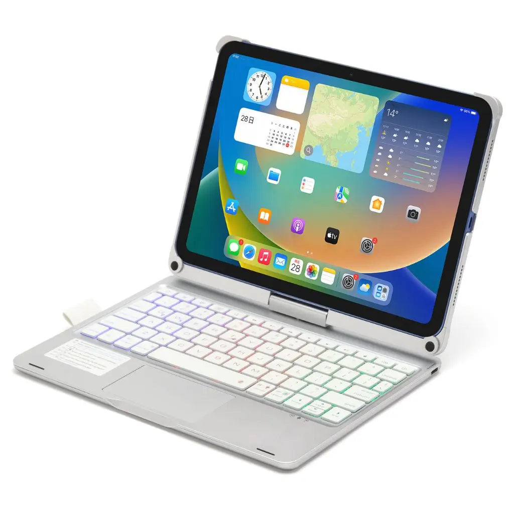 Your iPad's versatile upgrade: backlit keyboard case with a responsive precision trackpad.