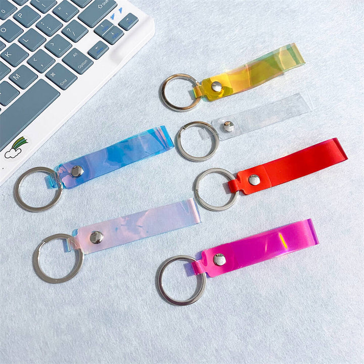 Durable iridescent acrylic keychain, a stylish and colorful key organizer.