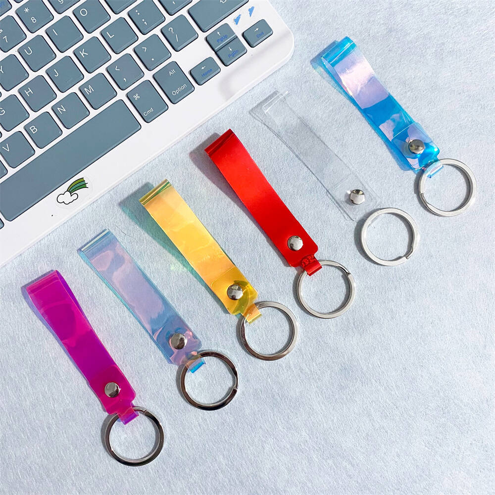Stylish iridescent acrylic key holder, a trendy and colorful accessory.
