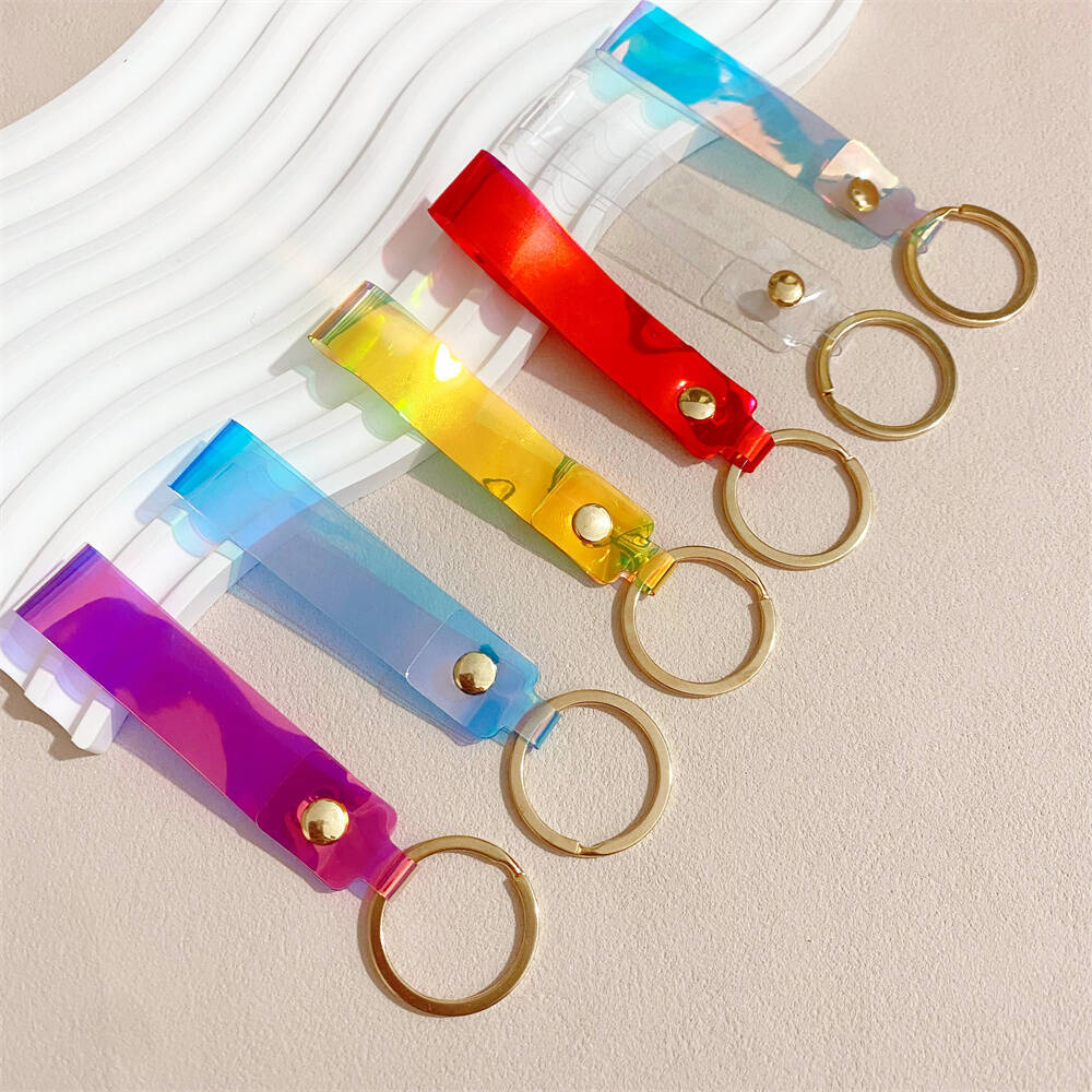 Modern iridescent acrylic keychain, adding a pop of vibrant color.