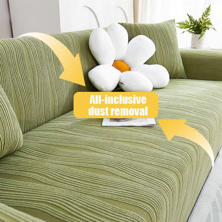 Versatile jacquard sofa protector, stretch fit & pet-safe, perfect for active households.