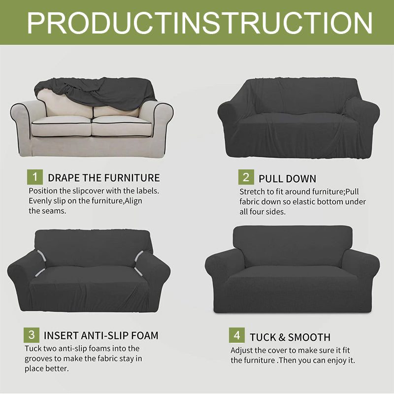 Thick jacquard sofa cover, washable & anti-slip, providing full protection for living rooms.