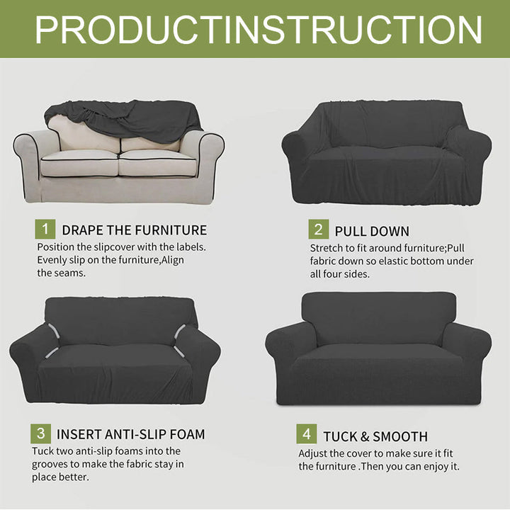 Thick jacquard sofa cover, washable & anti-slip, providing full protection for living rooms.