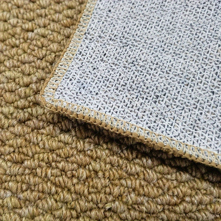 Machine washable jute-look door mat. Soft, absorbent, non-slip for indoor/outdoor home decor.