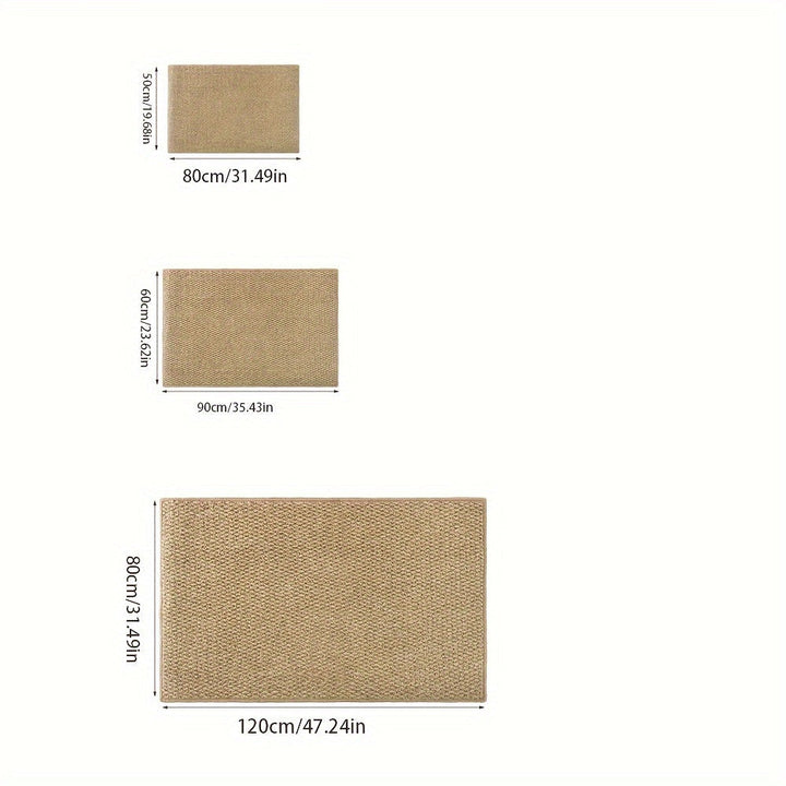 Durable jute-look outdoor mat. Absorbent, soft, non-slip entryway rug for all weather.