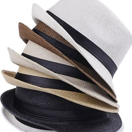 Beige lightweight classic trilby hat, a versatile unisex accessory for travel & summer wear.