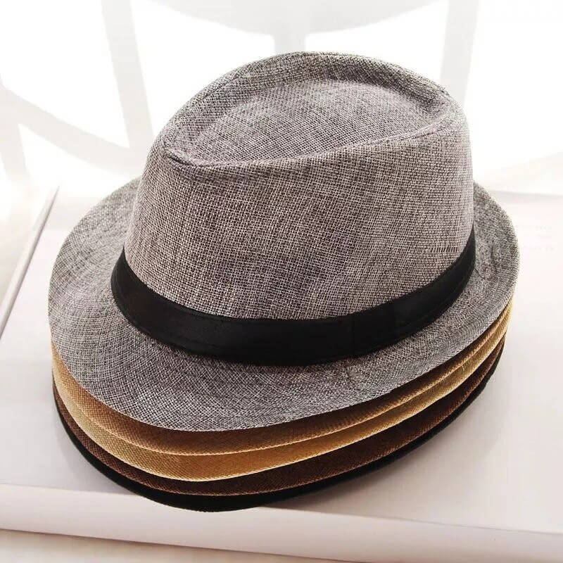 Khaki unisex classic trilby hat, lightweight summer design perfect for outdoor sun protection.