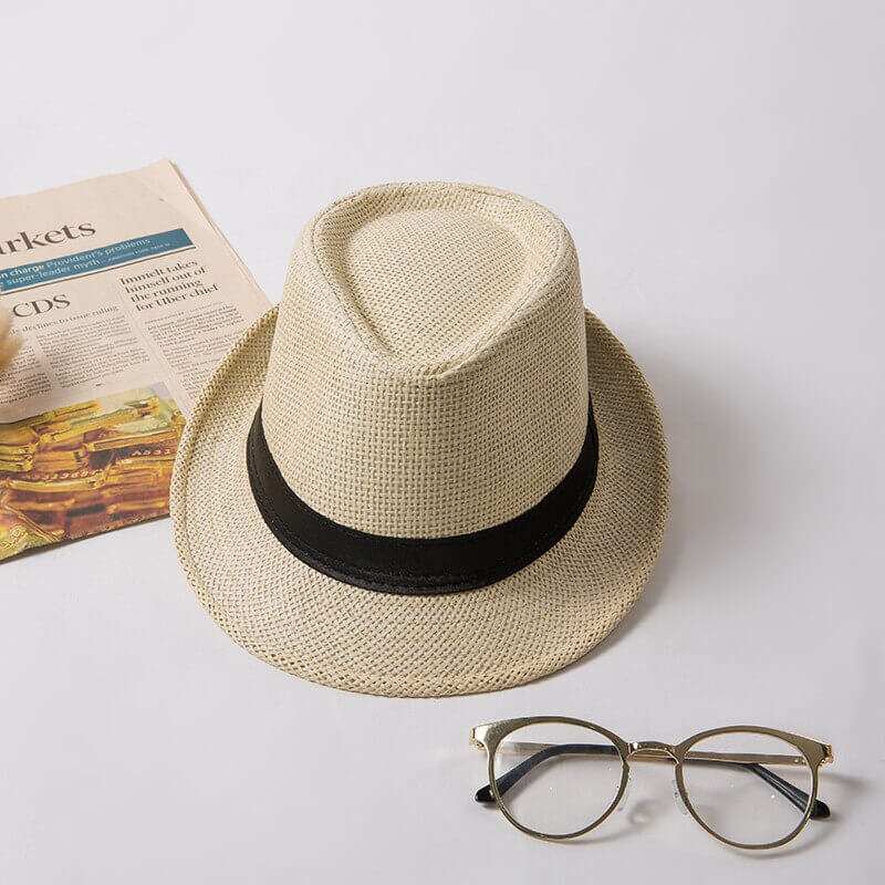 Khaki lightweight trilby summer hat, classic unisex fashion for sun protection & stylish travel.