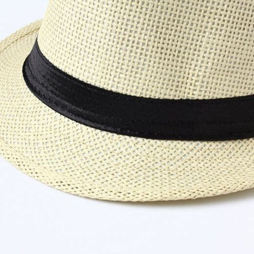 Beige unisex trilby hat, a lightweight classic for outdoor activities & sun protection.