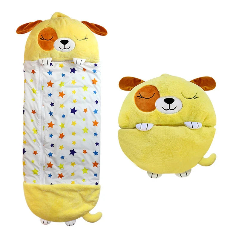 Shark kids' 2-in-1 sleeping bag & cuddle toy. Fun travel nap mat & sleepover gear.
