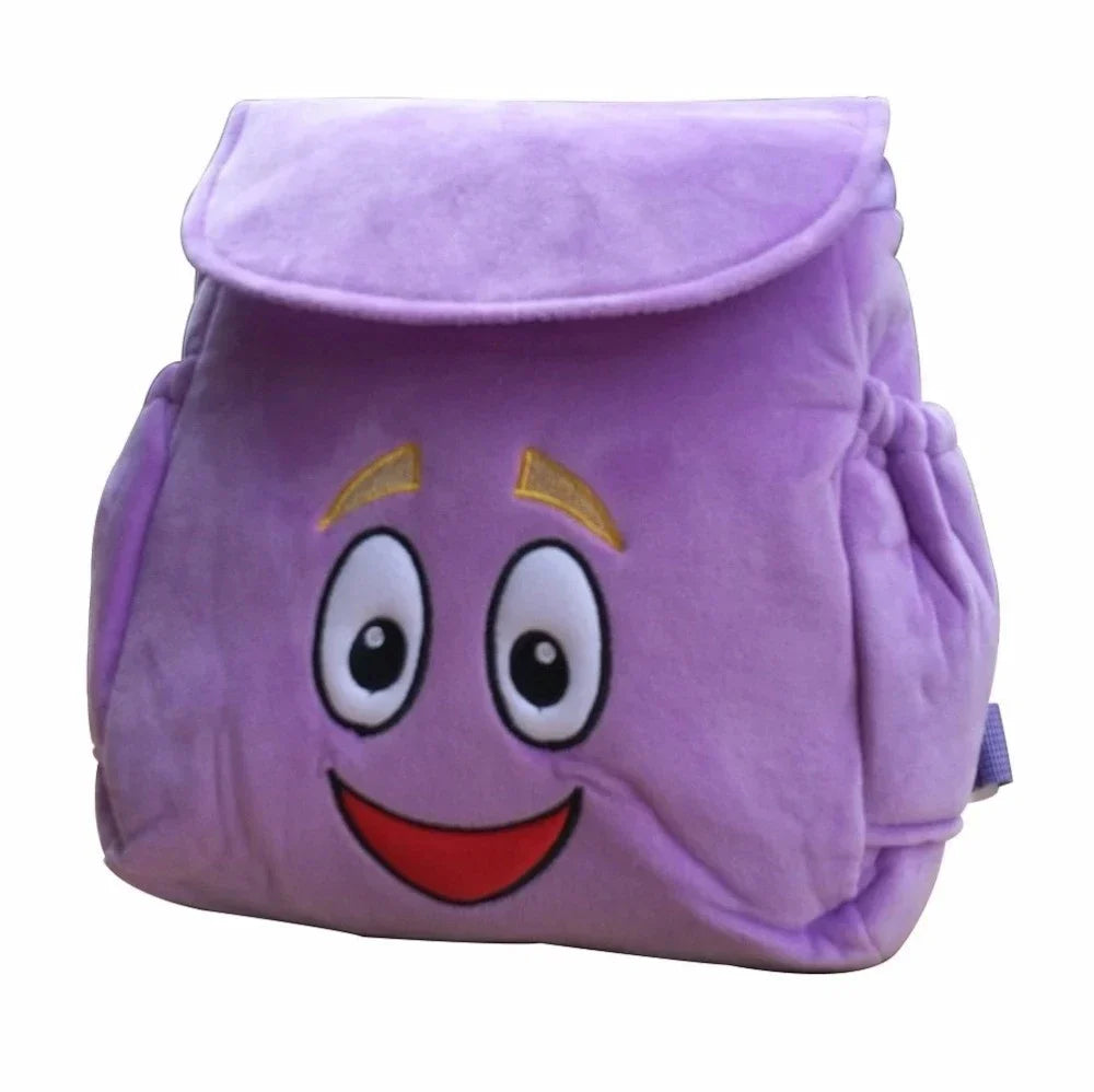Durable polyester kids' adventure backpack with a vibrant world map print, great for school or travel.