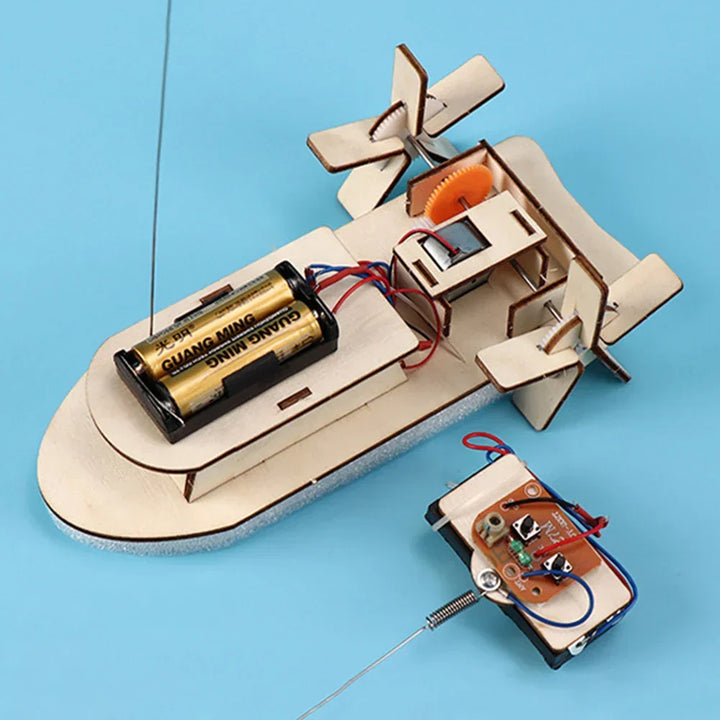 Step-by-step assembly guide for kids' wooden electric boat kit. Hands-on STEM project.