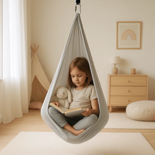 Kids' calming sensory swing hammock provides stress & anxiety relief for children with special needs.
