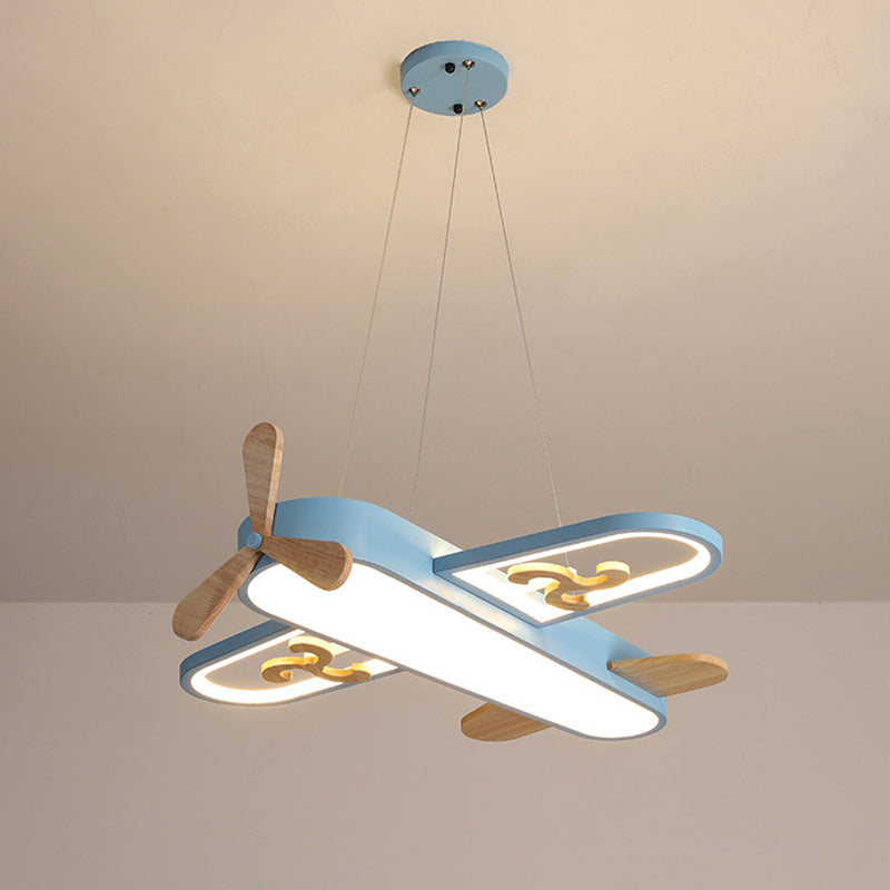 Dimmable LED pendant ceiling light in an airplane design, perfect modern fixture for a kid's bedroom, nursery, or playroom.
