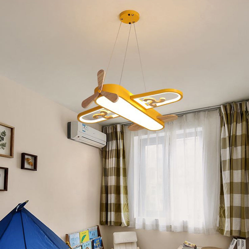 Airplane LED ceiling light, dimmable for kids' bedrooms. Modern pendant fixture, great lighting for children's rooms.
