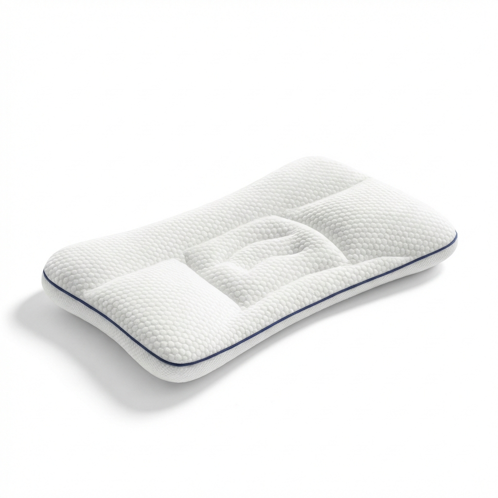 Kids ergonomic memory foam pillow, provides supported sleep. Hypoallergenic, ideal for child's bedding.