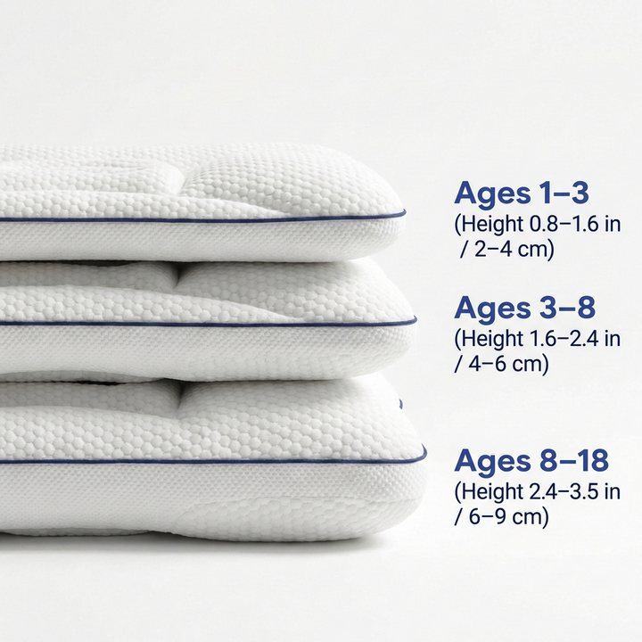 Ergonomic memory foam pillow for kids, promotes healthy spine alignment and peaceful, restful sleep.