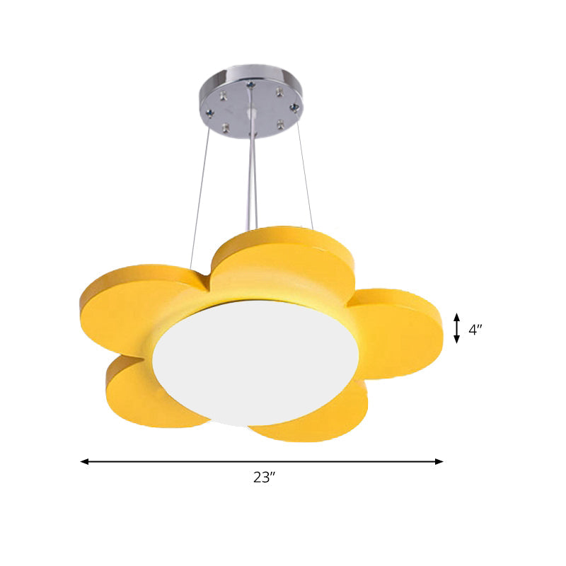 Whimsical flower LED ceiling light, vibrant and safe for kids' rooms.