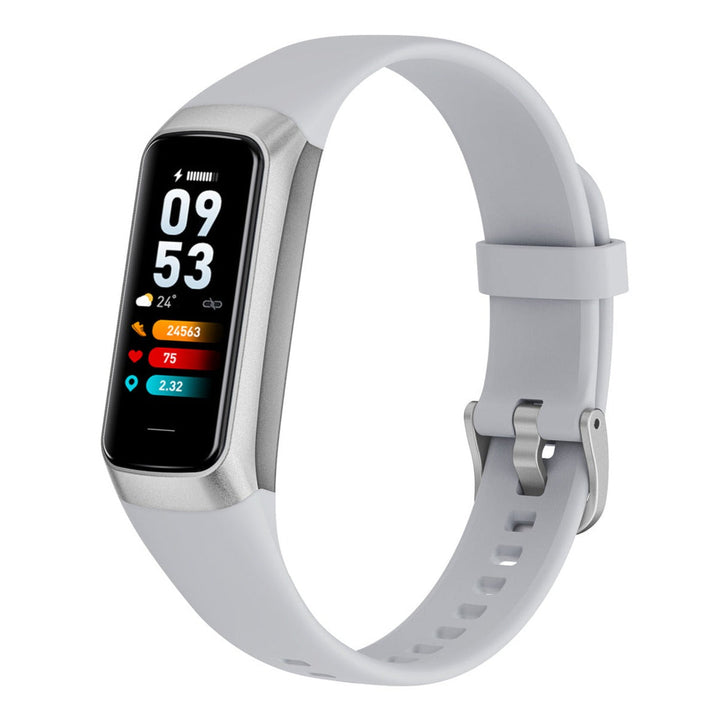 Children's smart activity tracker wristband with heart rate monitor, step counter & sleep tracking.