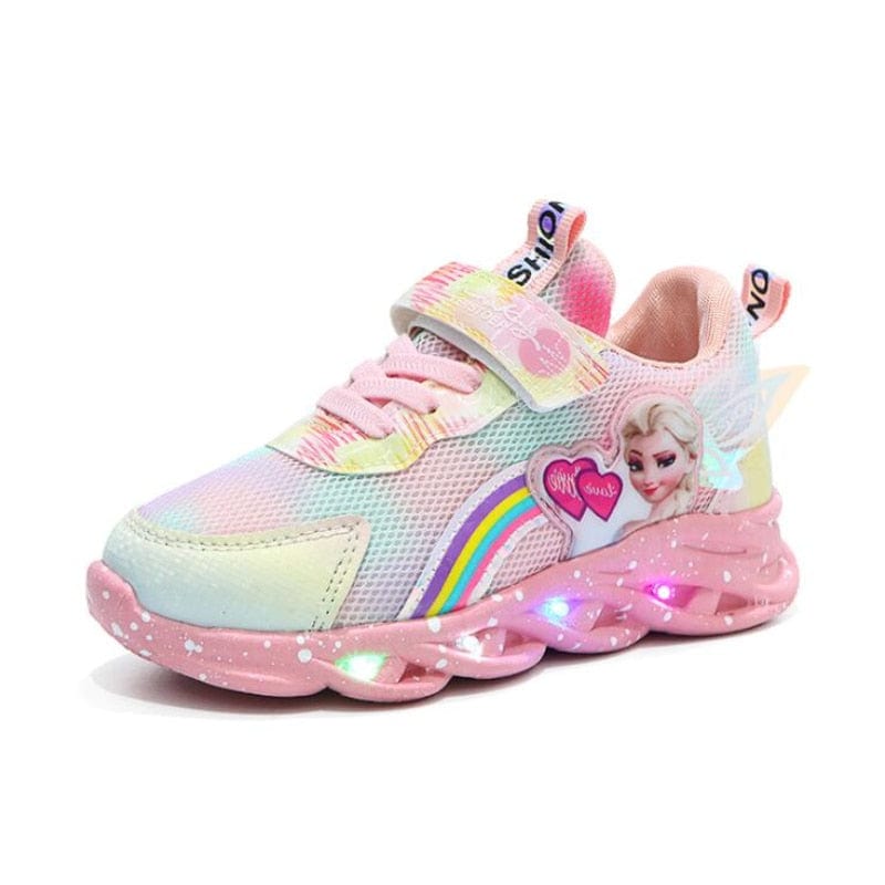 Kids' GlowStride LED sneakers, light-up for fun play, comfortable design with glowing soles.